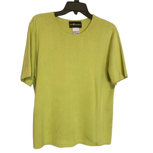 🌻Sag Harbor Green Short Sleeve Sweater Size Large - Picture 1 of 4